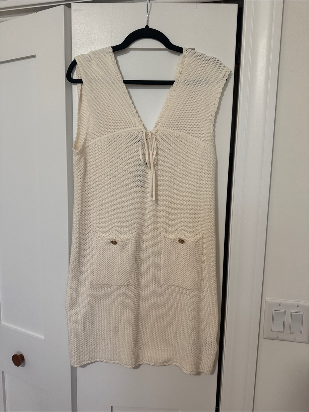 J. Crew Cream Knit Tie-Front Dress